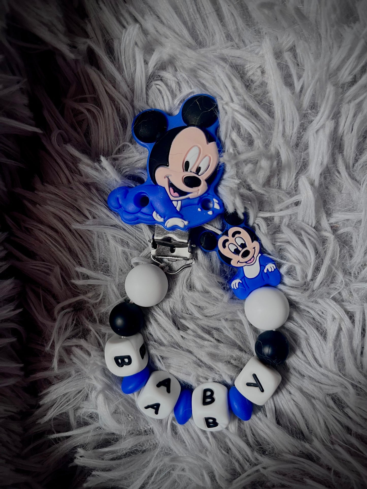 Attache tétine souris bleu