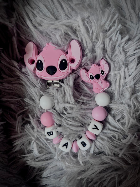 Attache tétine extraterrestre rose